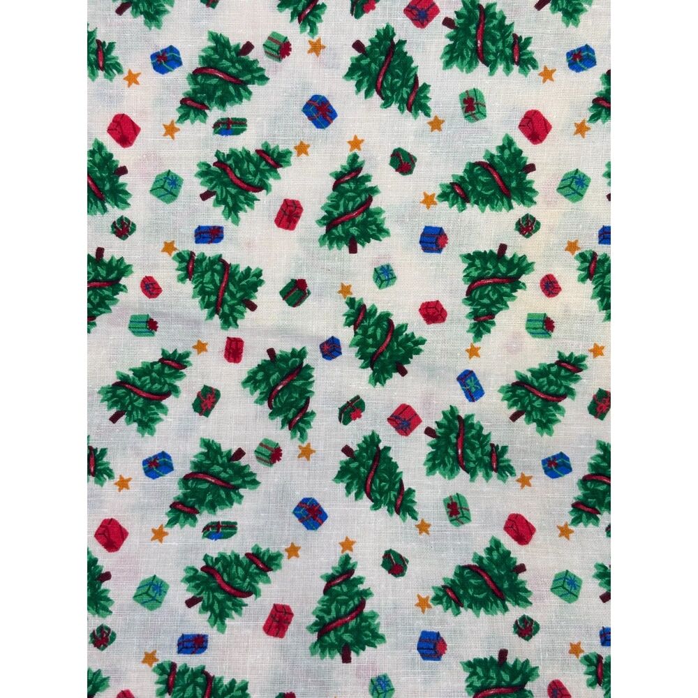 Vintage Christmas Trees Gifts Cotton Fabric 306"L x 44"W 8 1/2 Yards